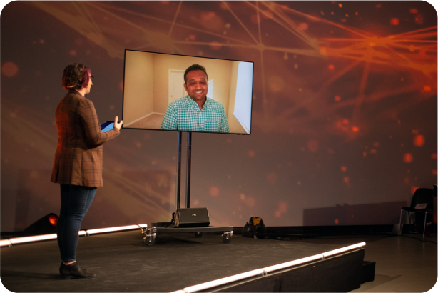 person presenting on stage